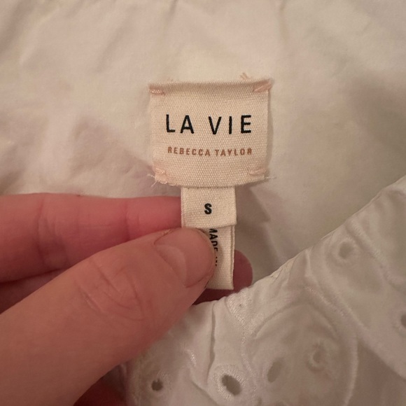 La Vie Rebecca Taylor White Eyelet Blouse - Picture 2 of 5